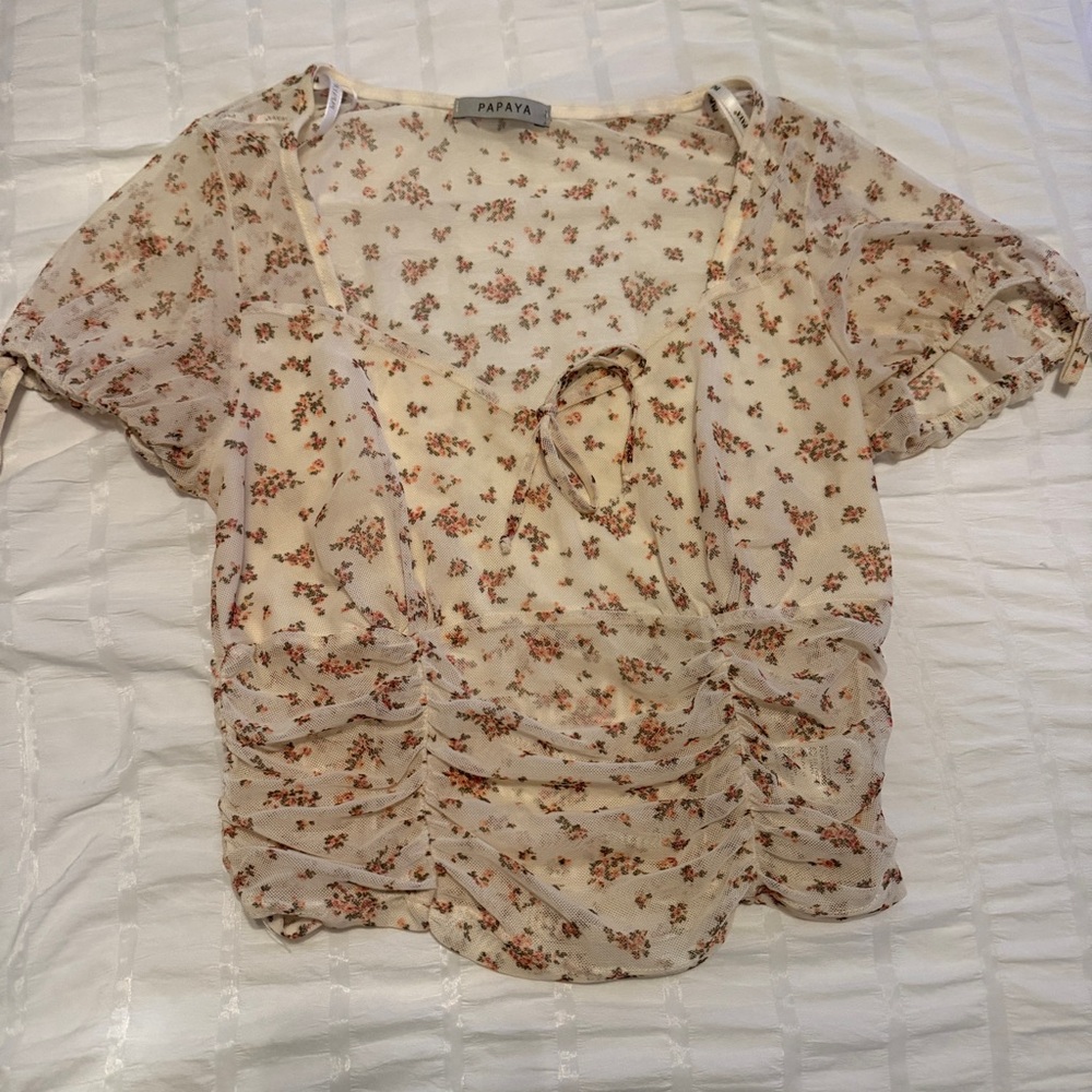 Papaya Cream Floral Blouse